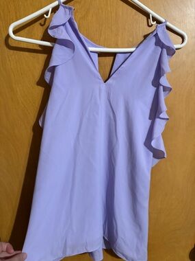 Lilly Pulitzer Lavender Ruffle V-Neck Sleeveless Blouse